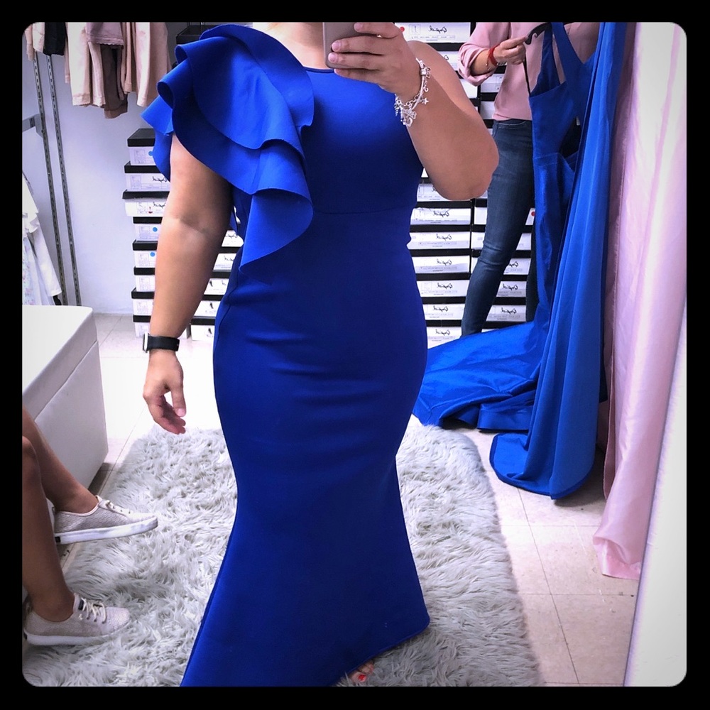 Size large stretchy royal blue dress.